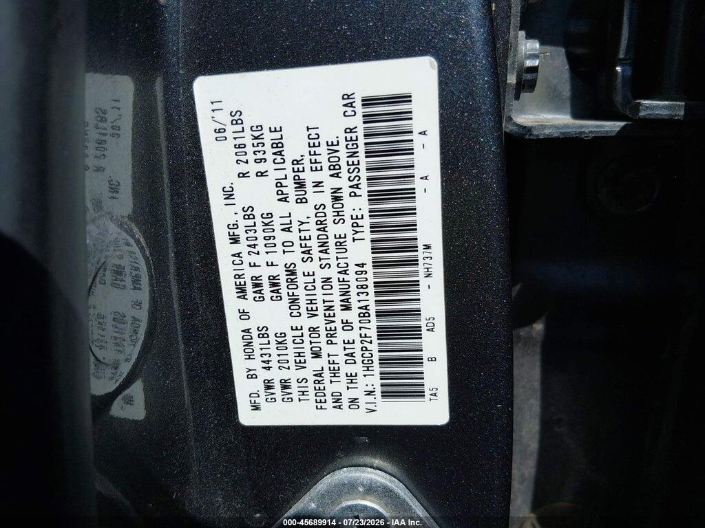 1HGCP2F70BA138094 2011 HONDA ACCORD photo no. 9