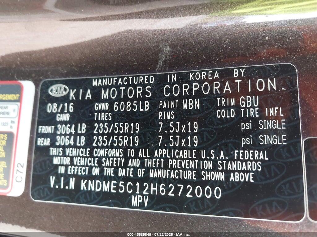 KNDME5C12H6272000 2017 KIA SEDONA photo no. 9