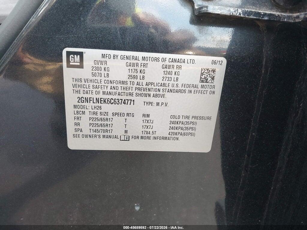 2GNFLNEK6C6374771 2012 CHEVROLET EQUINOX photo no. 9