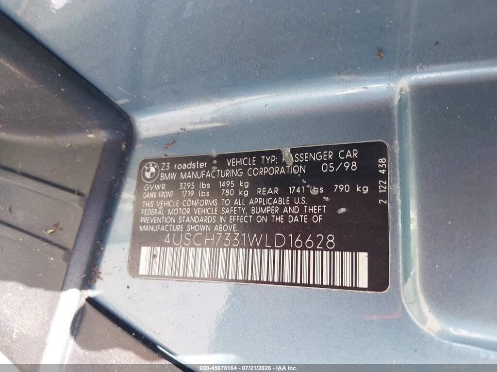 4USCH7331WLD16628 1998 BMW Z3 photo no. 9