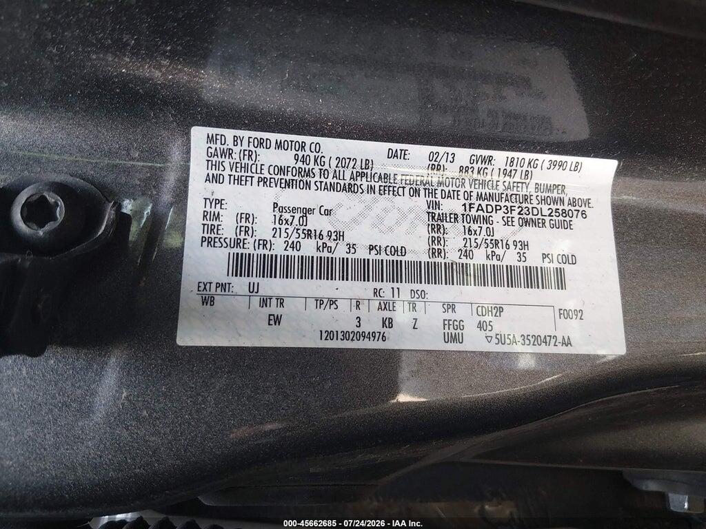 1FADP3F23DL258076 2013 FORD FOCUS photo no. 9