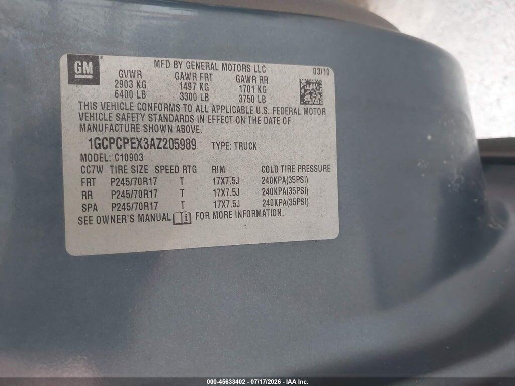 1GCPCPEX3AZ205989 2010 CHEVROLET SILVERADO 1500 photo no. 9