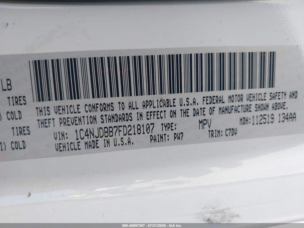 1C4NJDBB7FD218107 2015 JEEP COMPASS photo no. 9