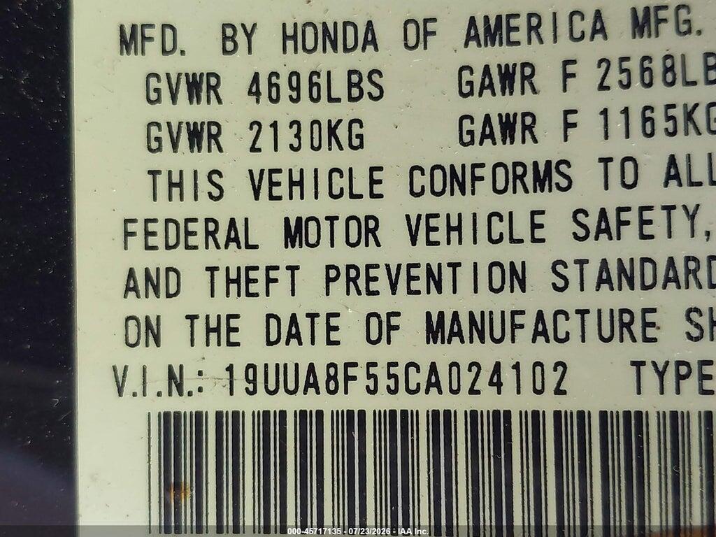 19UUA8F55CA024102 2012 ACURA TL photo no. 9