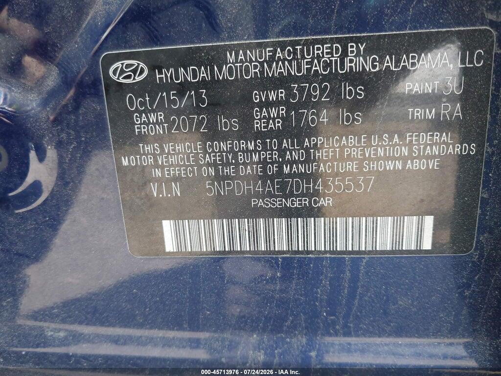 5NPDH4AE7DH435537 2013 HYUNDAI ELANTRA photo no. 9