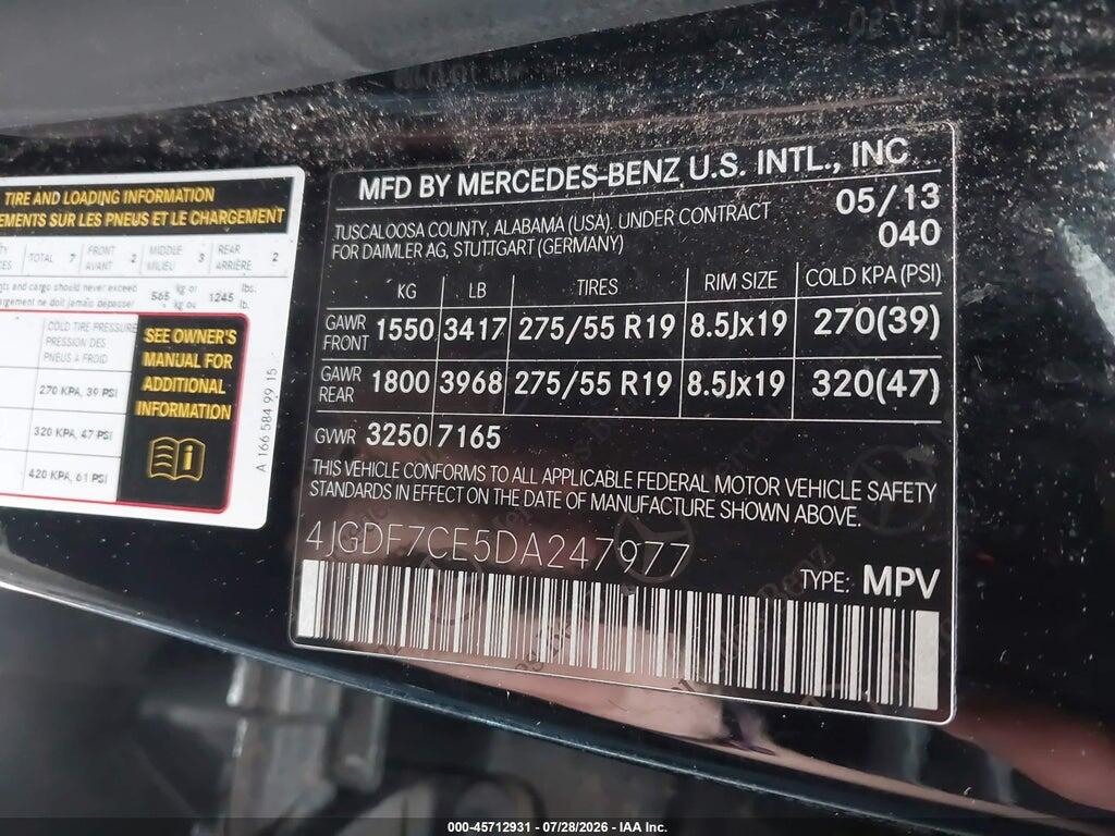 4JGDF7CE5DA247977 2013 MERCEDES-BENZ GL 450 photo no. 9