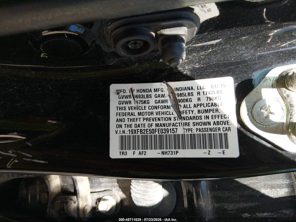 19XFB2E50FE039157 2015 HONDA CIVIC photo no. 9
