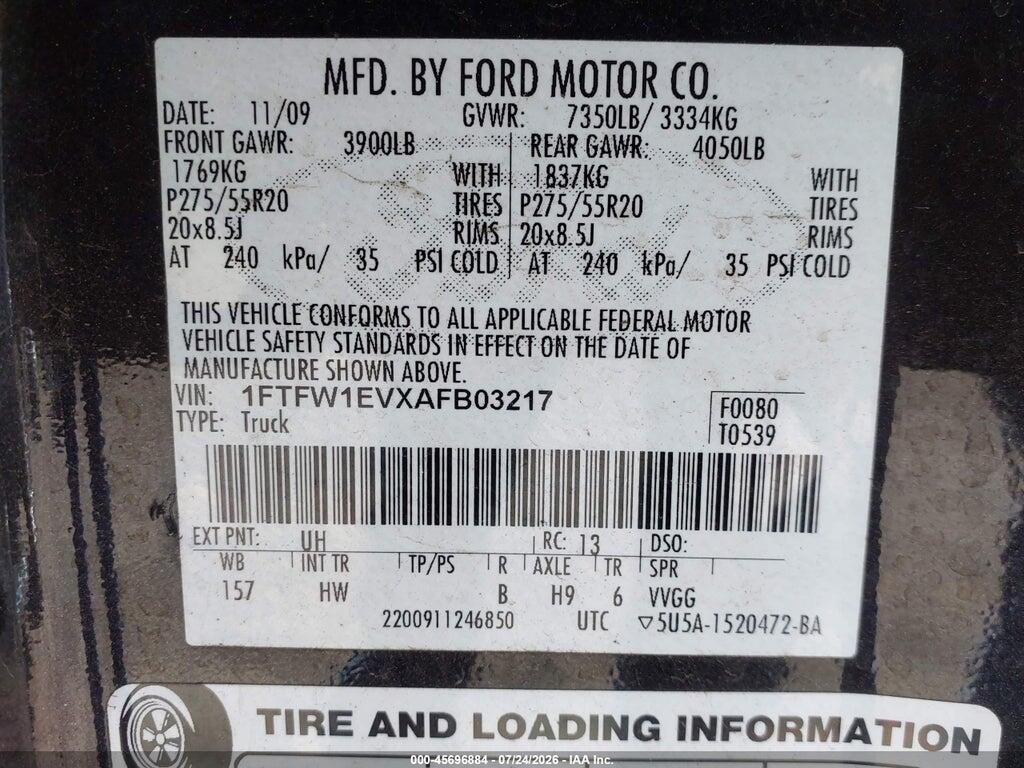 1FTFW1EVXAFB03217 2010 FORD F-150 photo no. 9