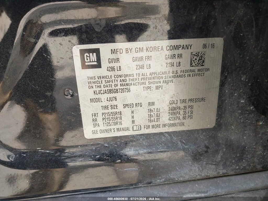 KL4CJASB5GB720756 2016 BUICK ENCORE photo no. 9