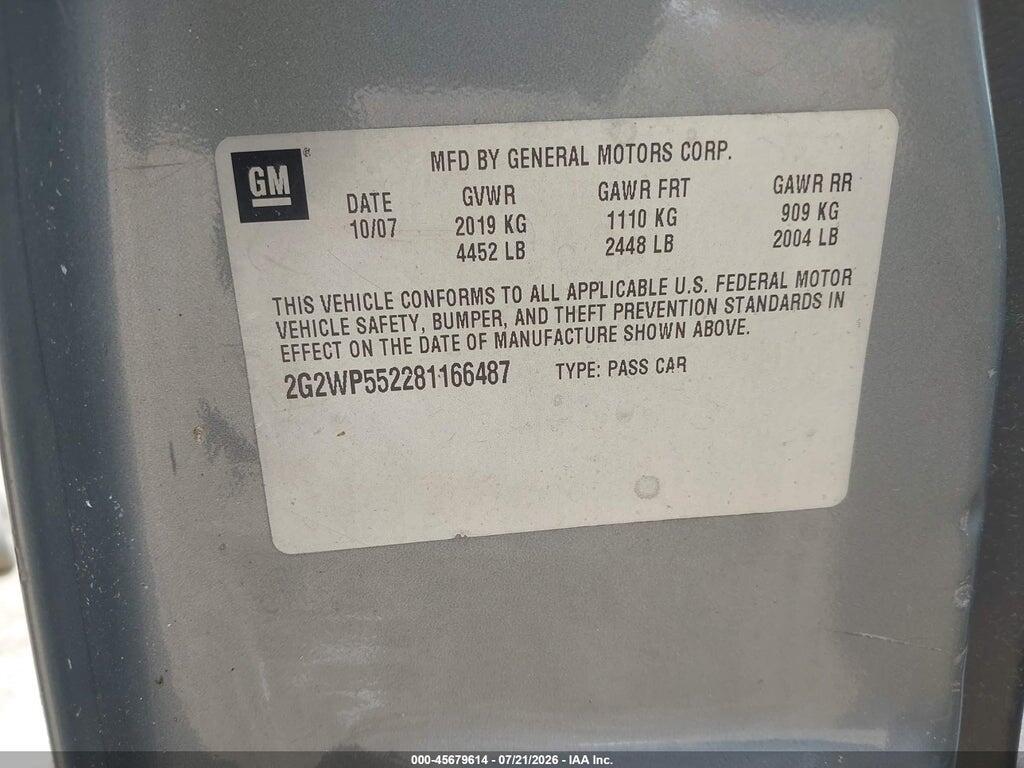 2G2WP552281166487 2008 PONTIAC GRAND PRIX photo no. 9
