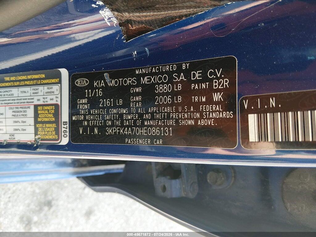 3KPFK4A70HE086131 2017 KIA FORTE photo no. 9