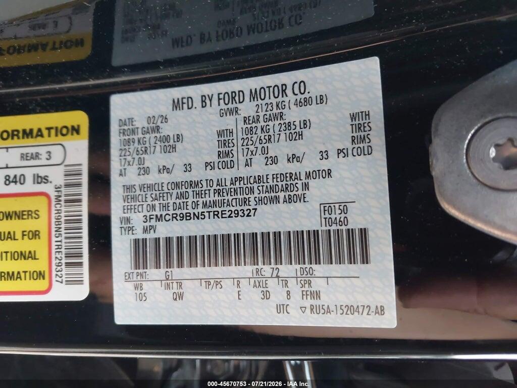 3FMCR9BN5TRE29327 2026 FORD BRONCO SPORT photo no. 9