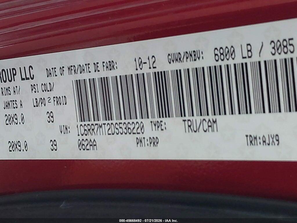 1C6RR7MT2DS536220 2013 RAM 1500 photo no. 9