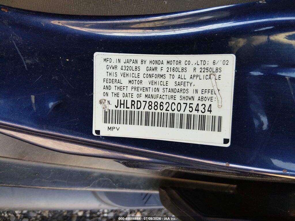 JHLRD78862C075434 2002 HONDA CR-V photo no. 9