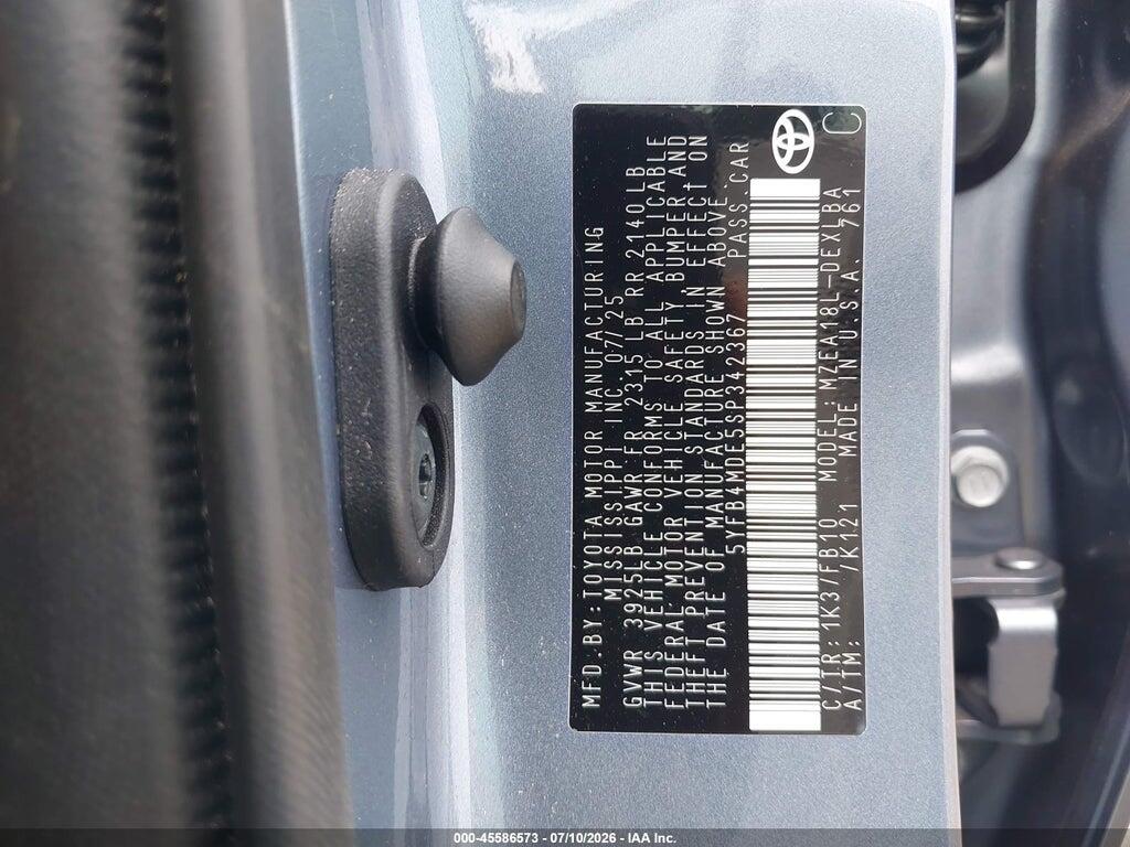 5YFB4MDE5SP342367 2025 TOYOTA COROLLA photo no. 9