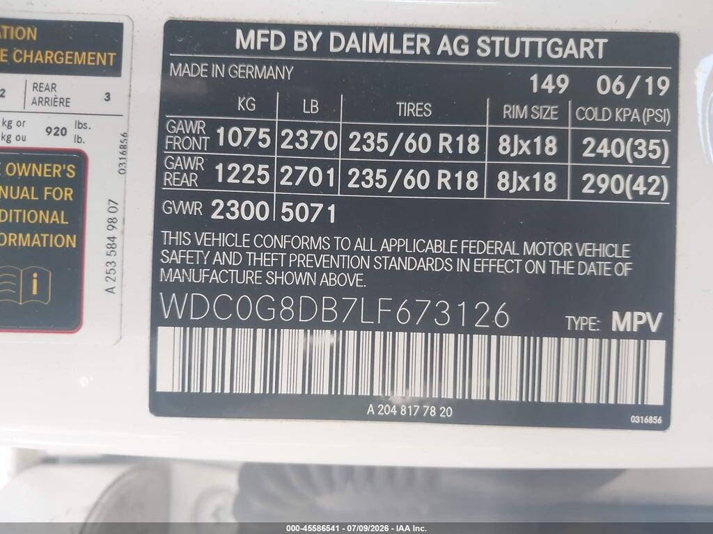 WDC0G8DB7LF673126 2020 MERCEDES-BENZ GLC 300 photo no. 9