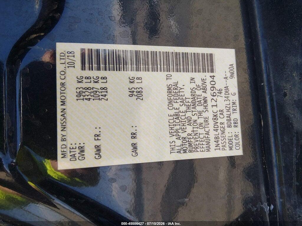 1N4BL4DV8KC126904 2019 NISSAN ALTIMA photo no. 9