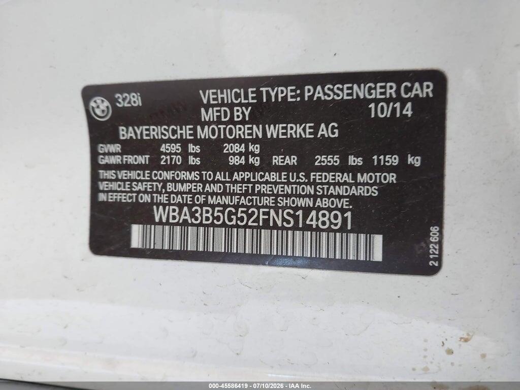WBA3B5G52FNS14891 2015 BMW 328I photo no. 9
