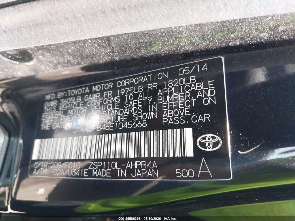 JTKKUPB46E1045668 2014 SCION XD photo no. 9