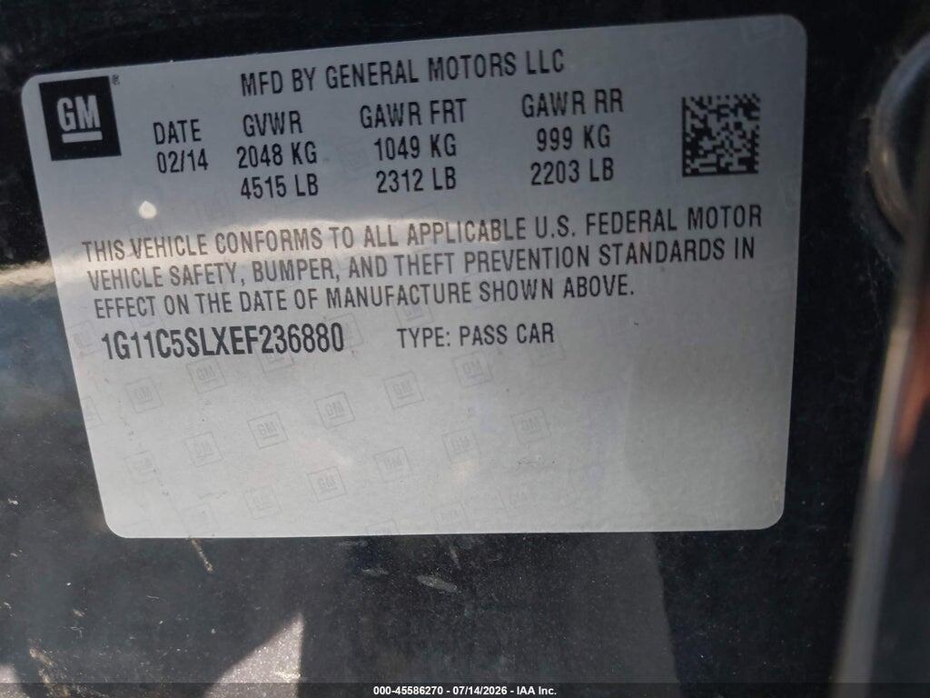 1G11C5SLXEF236880 2014 CHEVROLET MALIBU photo no. 9