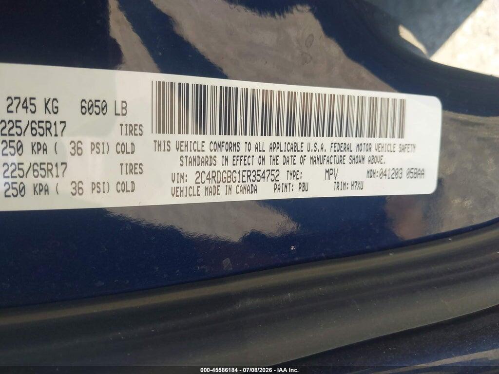 2C4RDGBG1ER354752 2014 DODGE GRAND CARAVAN photo no. 9