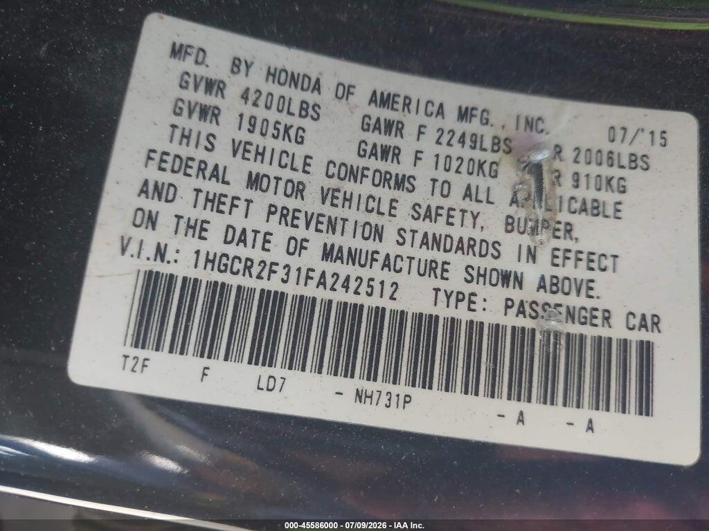 1HGCR2F31FA242512 2015 HONDA ACCORD photo no. 9