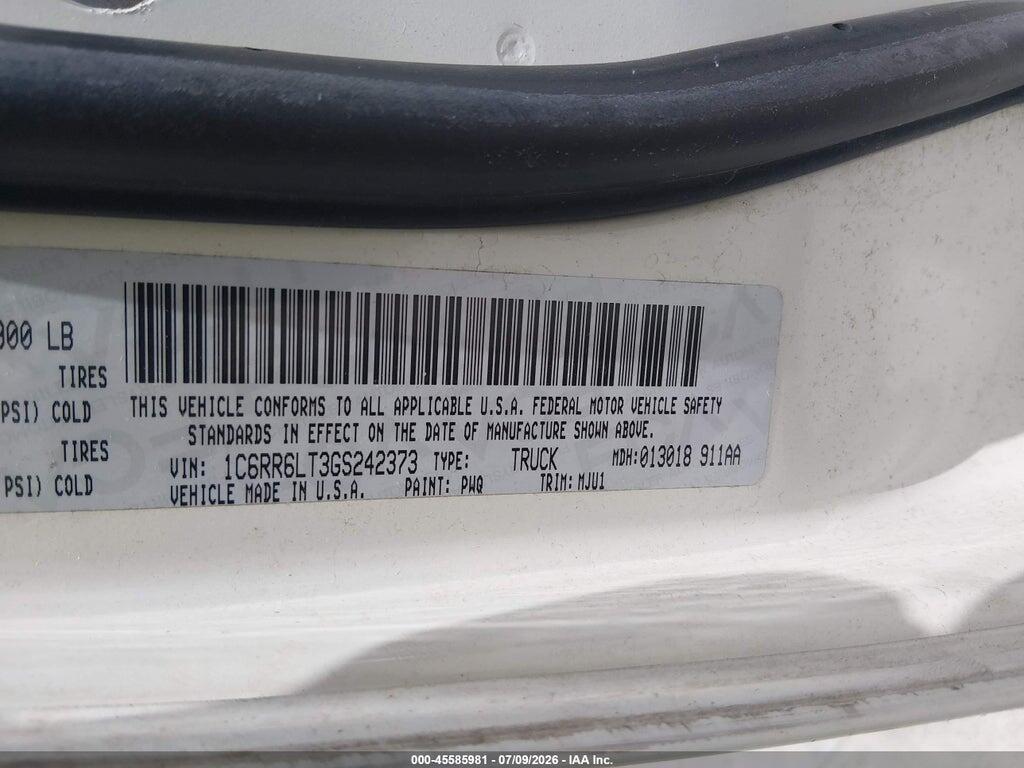1C6RR6LT3GS242373 2016 RAM 1500 photo no. 9