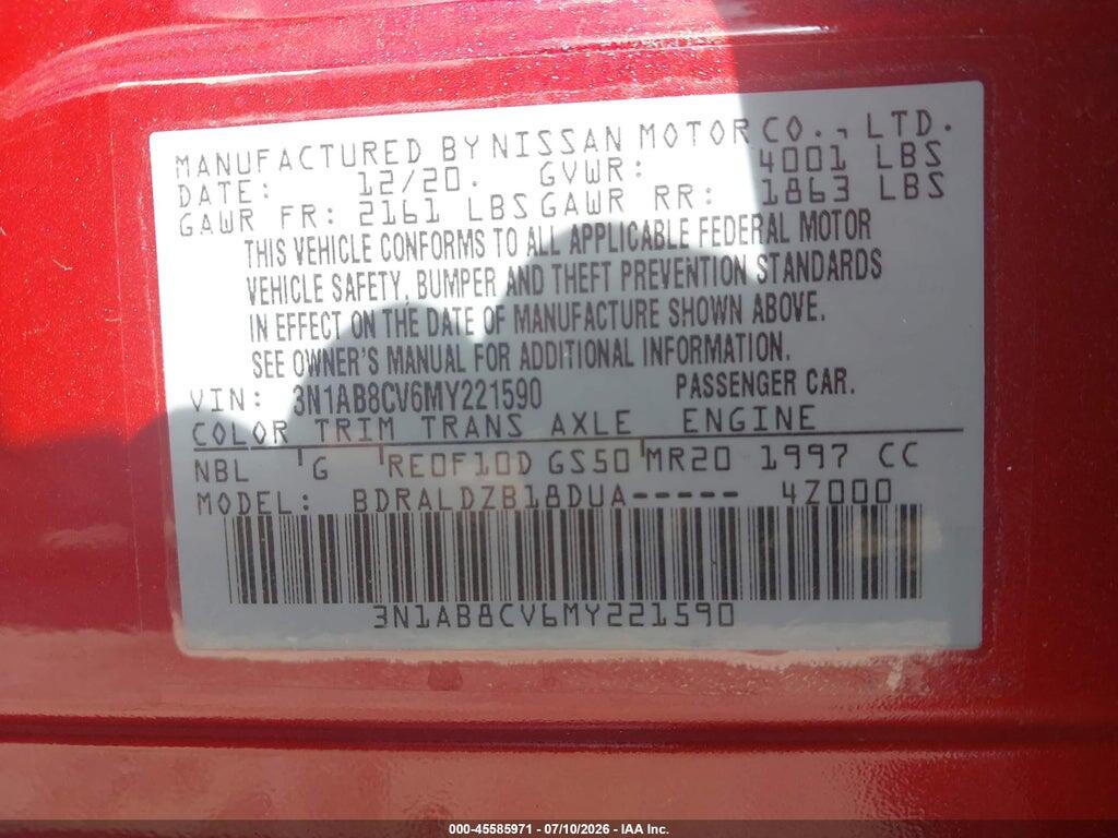 3N1AB8CV6MY221590 2021 NISSAN SENTRA photo no. 9
