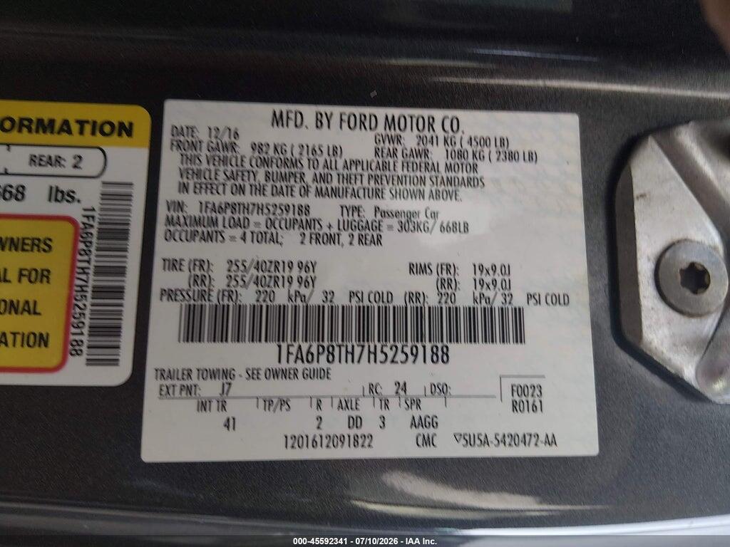 1FA6P8TH7H5259188 2017 FORD MUSTANG photo no. 9