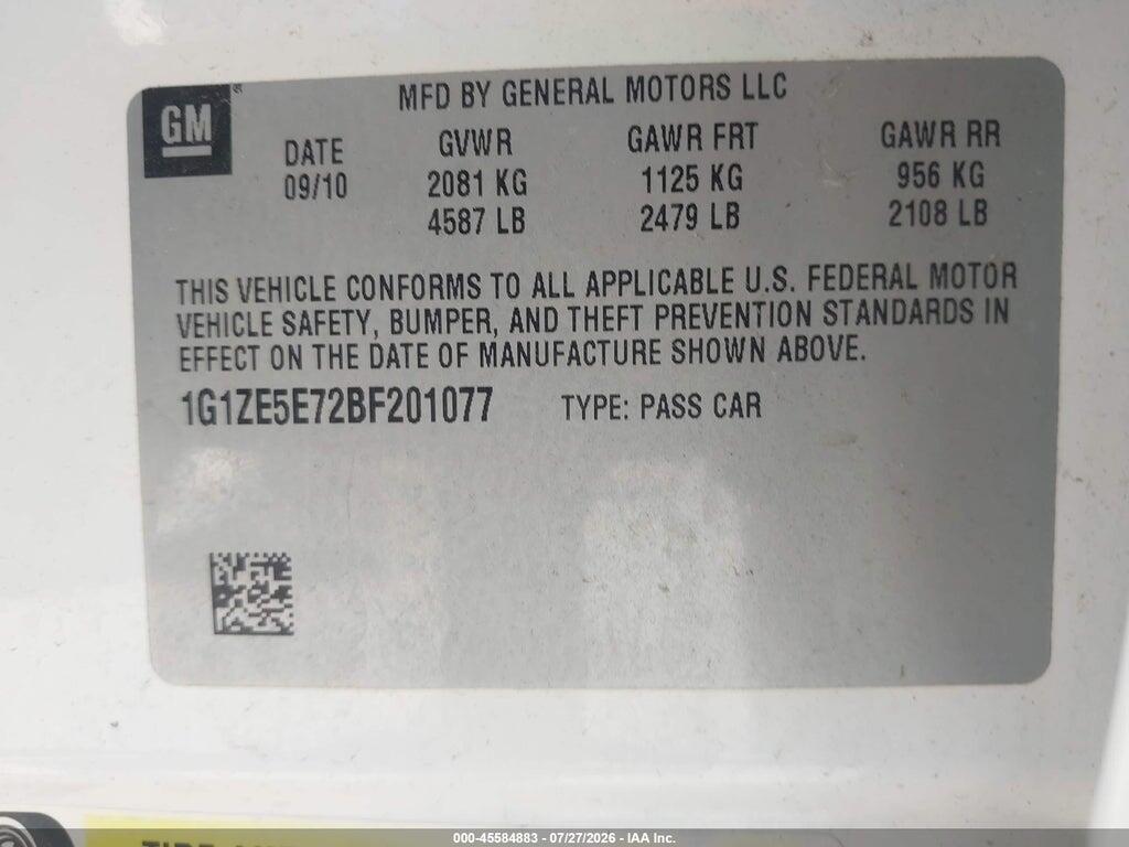 1G1ZE5E72BF201077 2011 CHEVROLET MALIBU photo no. 9