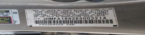 JHMFA16826S003214 2006 HONDA CIVIC photo no. 9