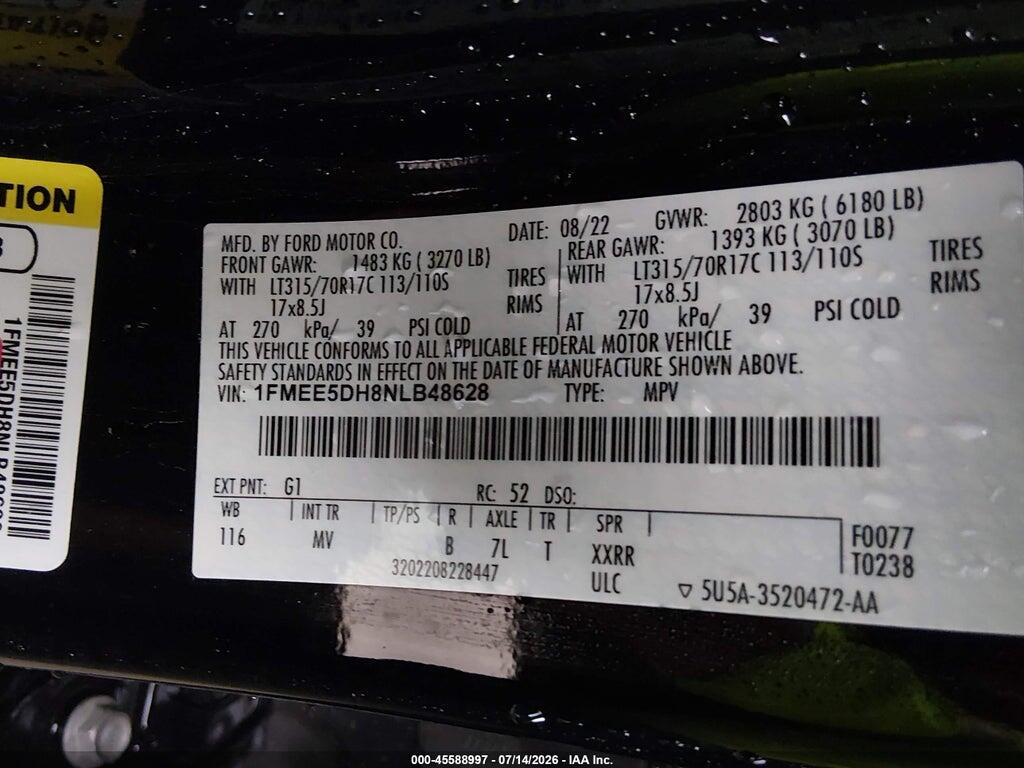 1FMEE5DH8NLB48628 2022 FORD BRONCO photo no. 9