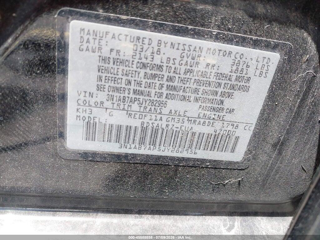 3N1AB7AP5JY282956 2018 NISSAN SENTRA photo no. 9