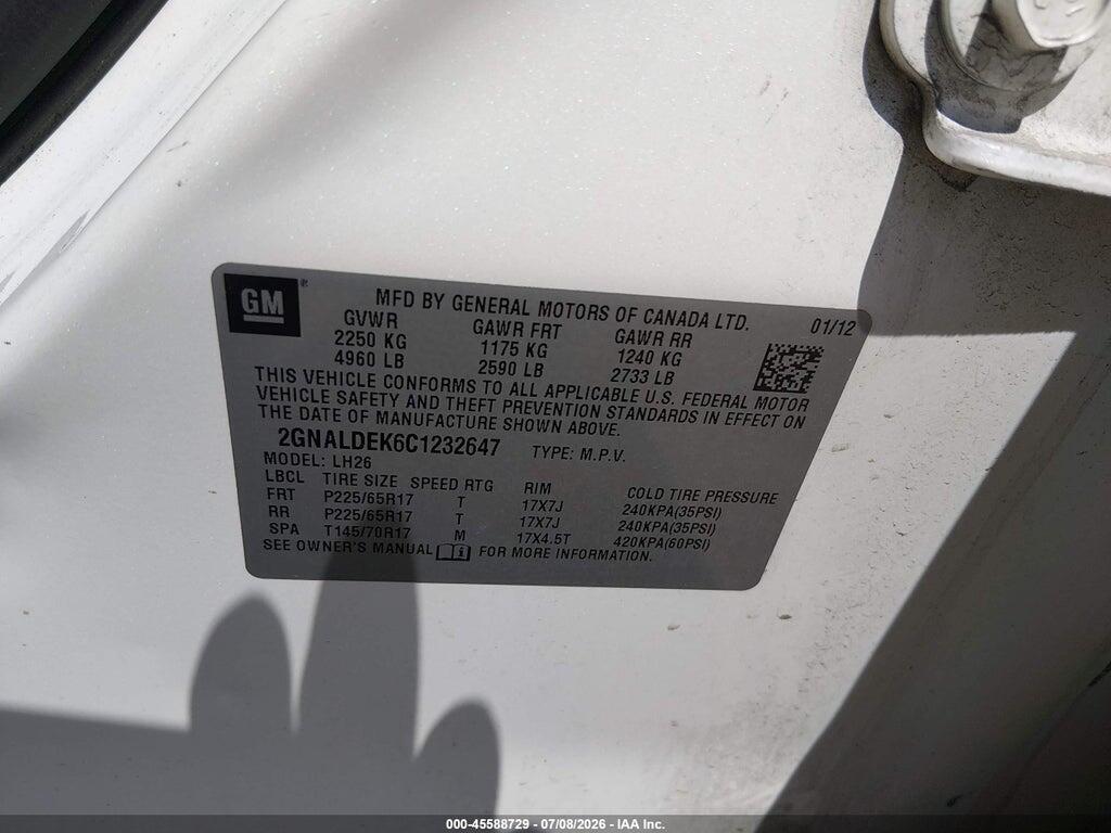 2GNALDEK6C1232647 2012 CHEVROLET EQUINOX photo no. 9