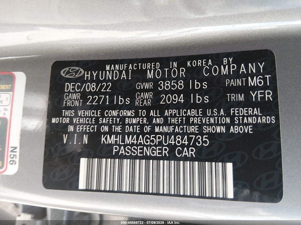 KMHLM4AG5PU484735 2023 HYUNDAI ELANTRA photo no. 9