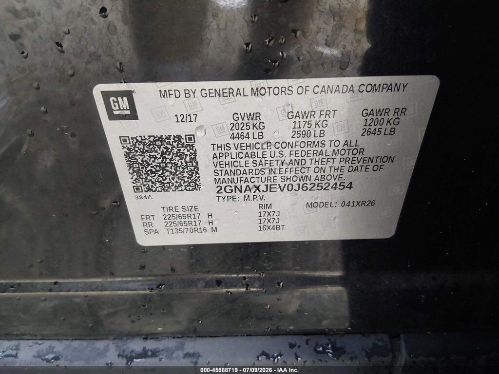 2GNAXJEV0J6252454 2018 CHEVROLET EQUINOX photo no. 9