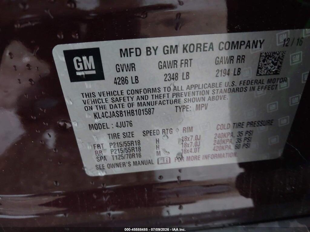 KL4CJASB1HB101587 2017 BUICK ENCORE photo no. 9