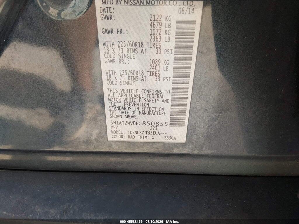 5N1AT2MV0EC850855 2014 NISSAN ROGUE photo no. 7