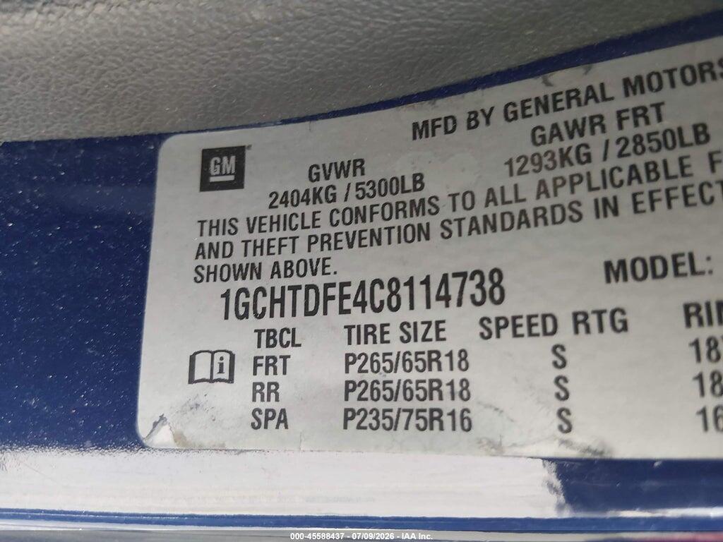 1GCHTDFE4C8114738 2012 CHEVROLET COLORADO photo no. 9