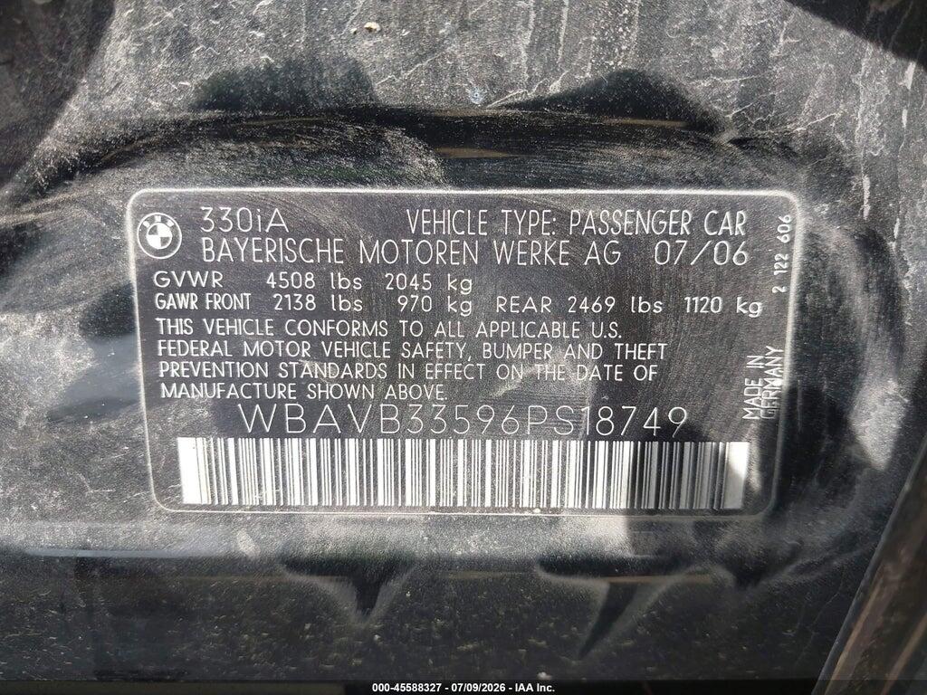WBAVB33596PS18749 2006 BMW 330I photo no. 9