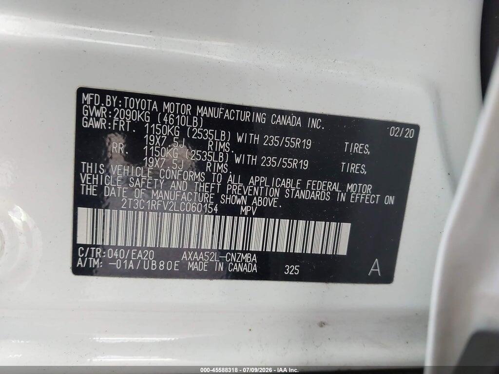 2T3C1RFV2LC060154 2020 TOYOTA RAV4 photo no. 9