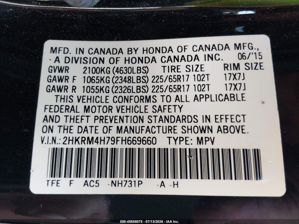 2HKRM4H79FH669660 2015 HONDA CR-V photo no. 9