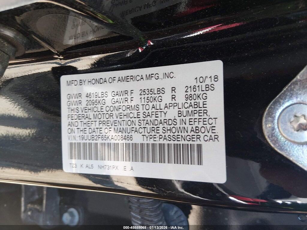 19UUB2F65KA008466 2019 ACURA TLX photo no. 9