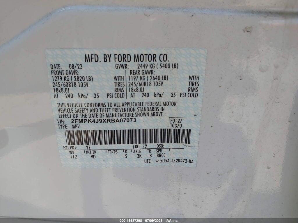 2FMPK4J9XRBA07073 2024 FORD EDGE photo no. 9