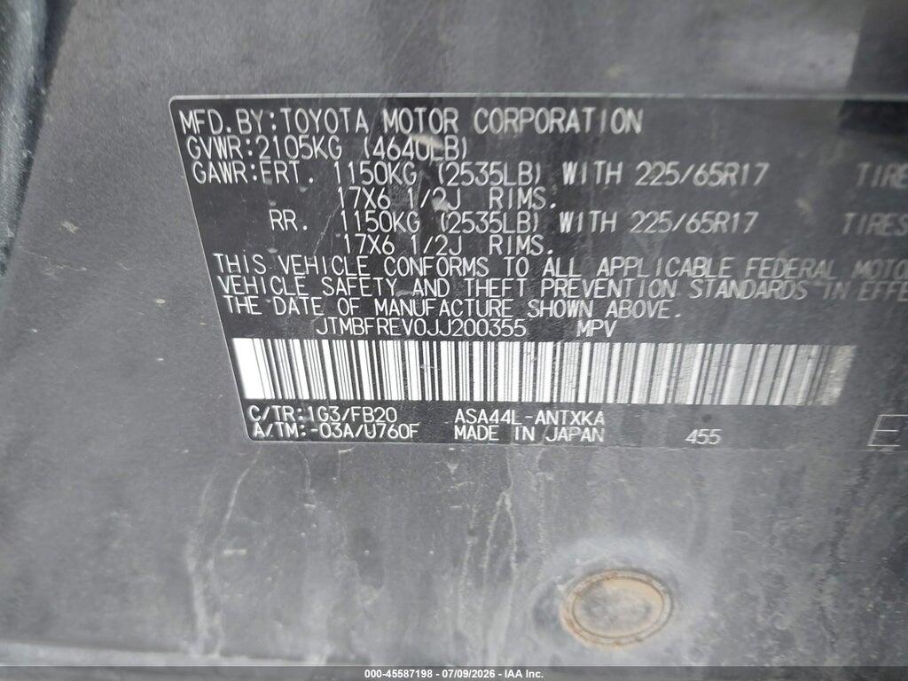 JTMBFREV0JJ200355 2018 TOYOTA RAV4 photo no. 9