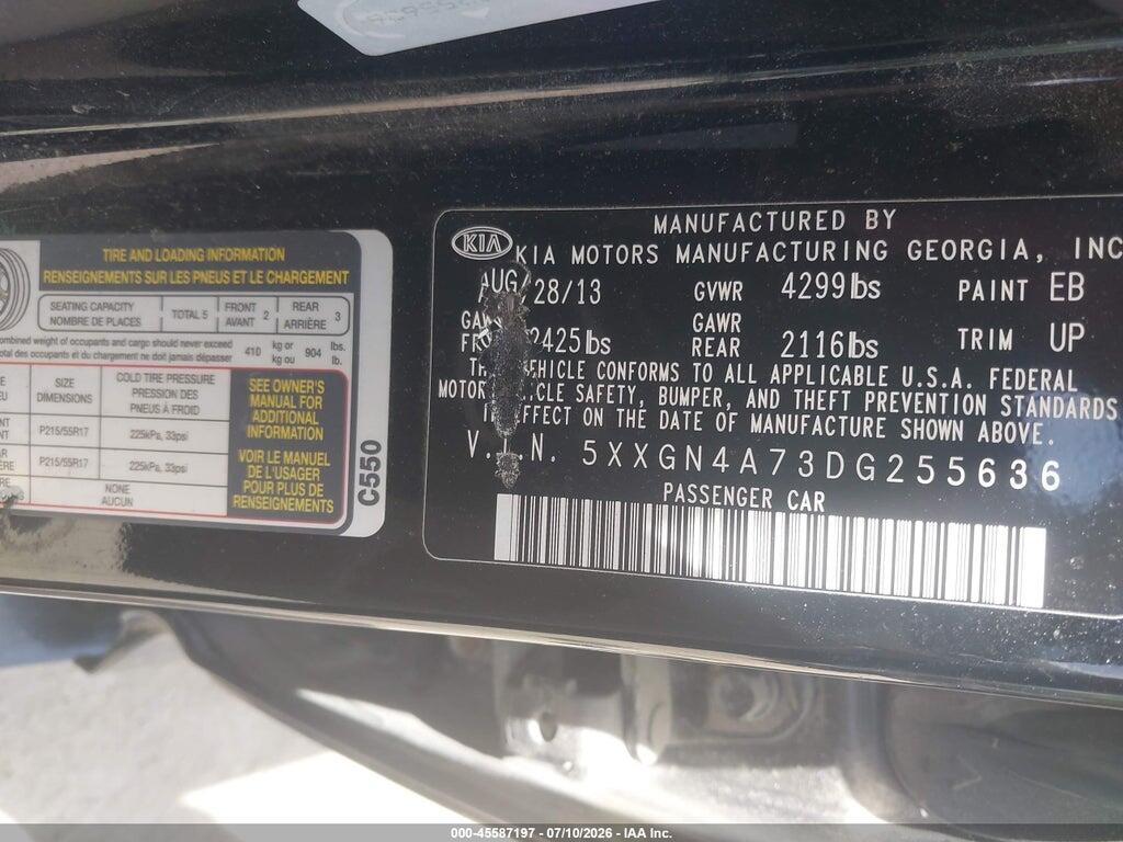 5XXGN4A73DG255636 2013 KIA OPTIMA photo no. 8