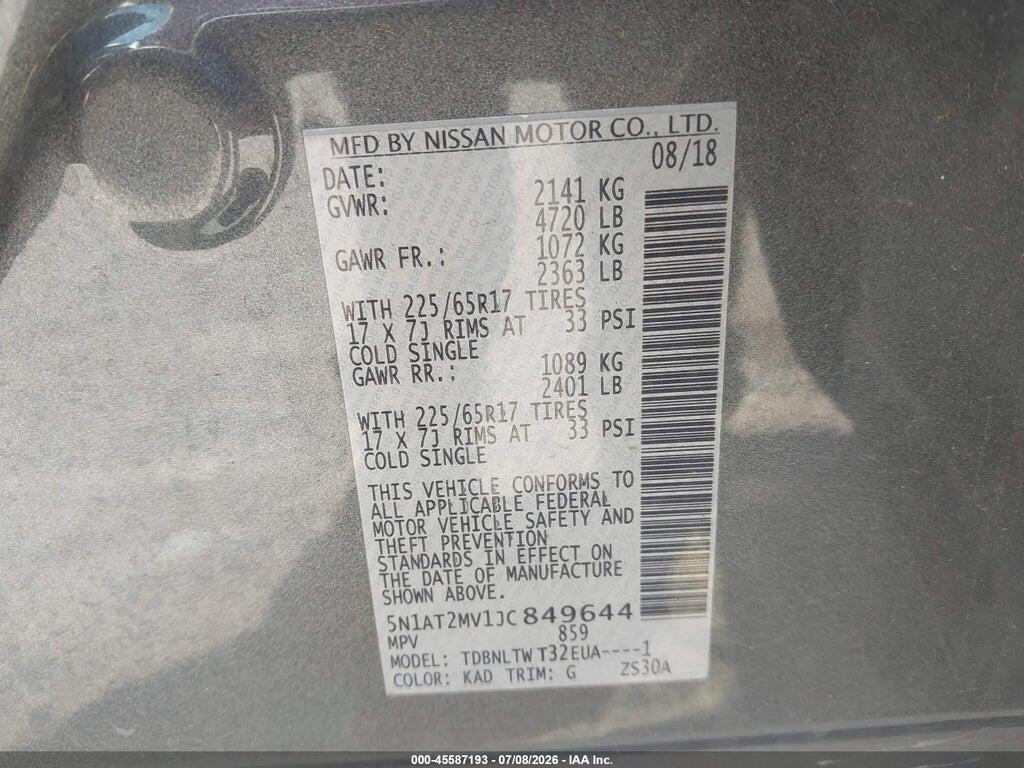 5N1AT2MV1JC849644 2018 NISSAN ROGUE photo no. 9