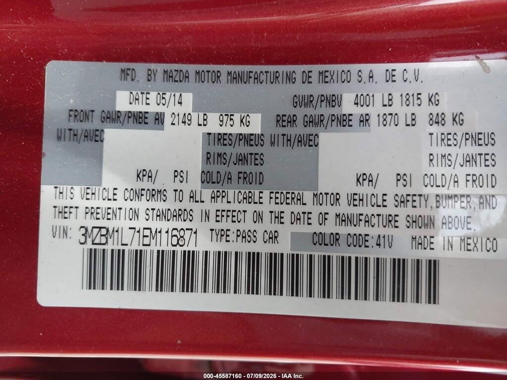 3MZBM1L71EM116871 2014 MAZDA MAZDA3 photo no. 9
