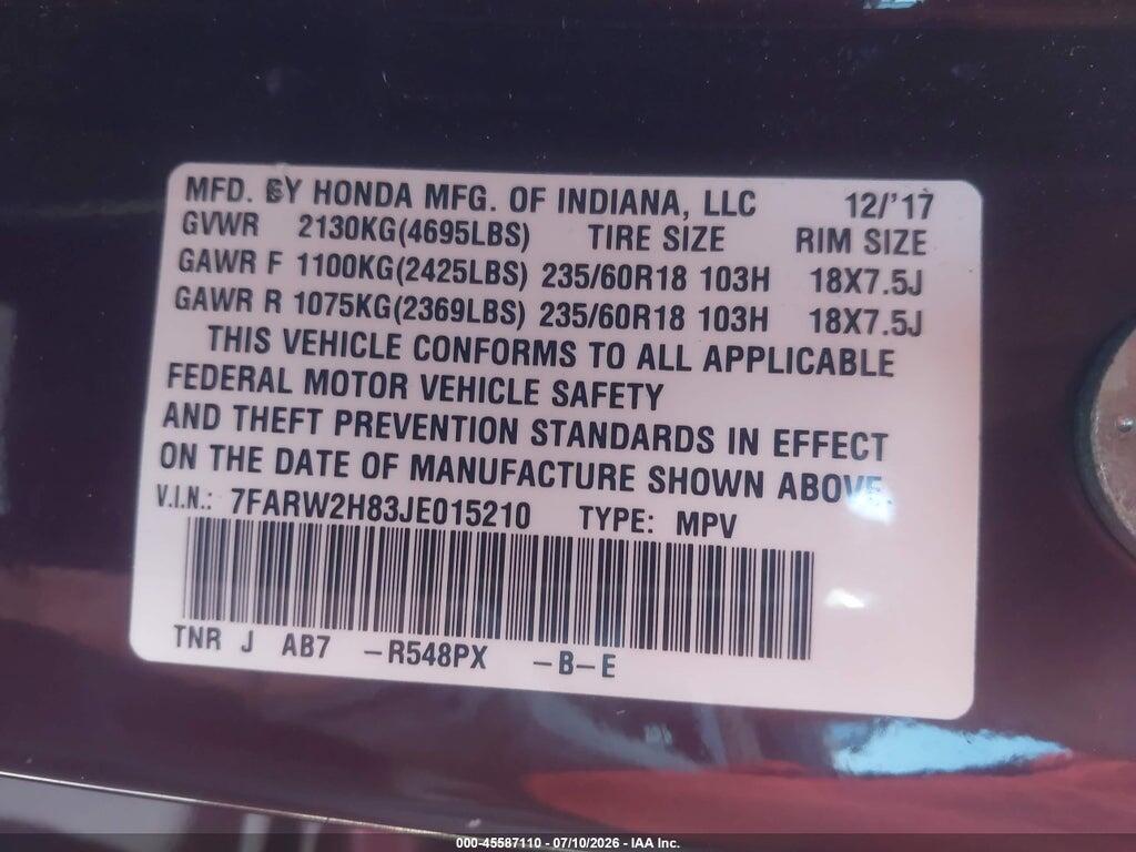 7FARW2H83JE015210 2018 HONDA CR-V photo no. 9