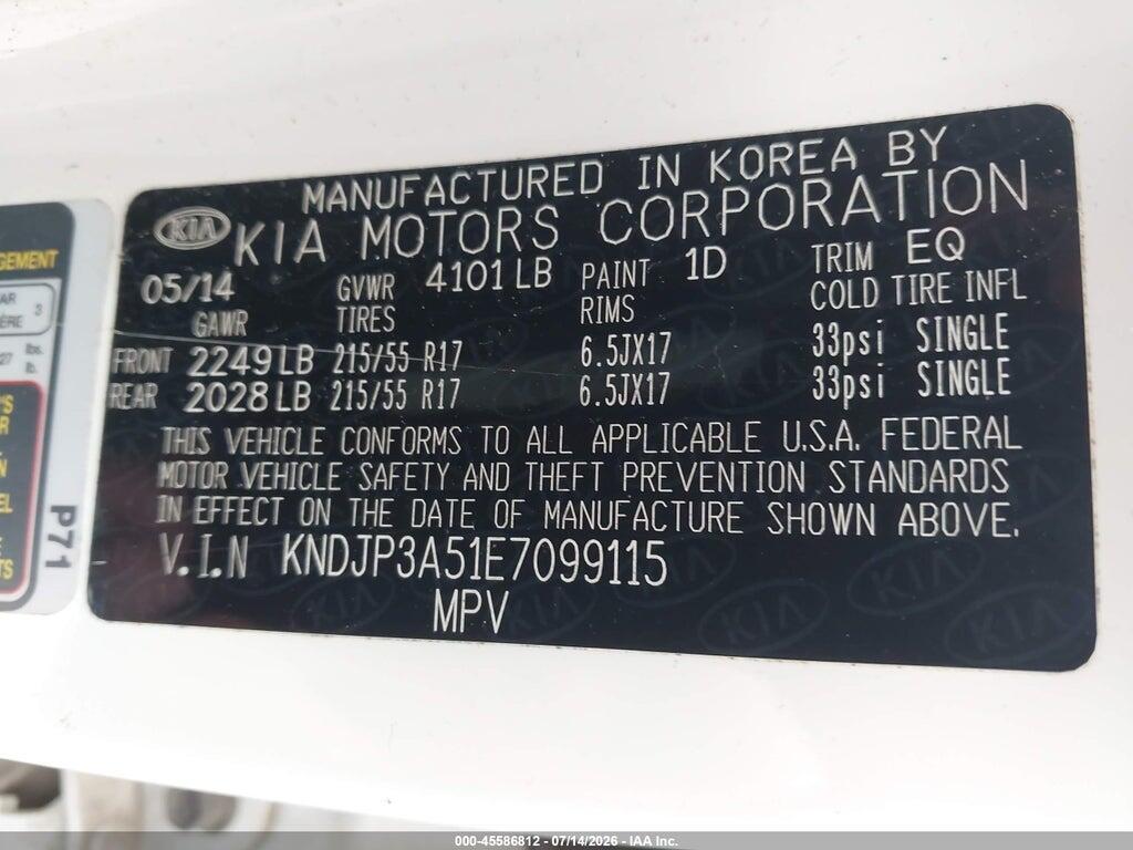 KNDJP3A51E7099115 2014 KIA SOUL photo no. 9